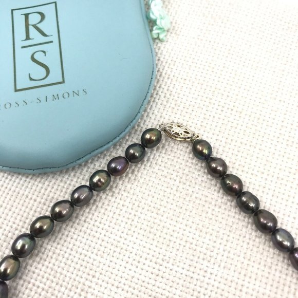 DESIGNER ROSS SIMONS 925 BLACK PEARL NECKLACE - Picture 7 of 12